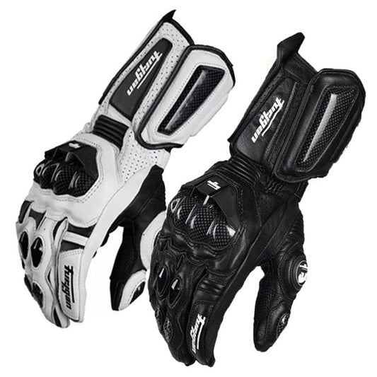 Product Title: Premium Motorcycle Leather Carbon Fiber Racing Gloves - Breathable, Anti-fall, Non-slip