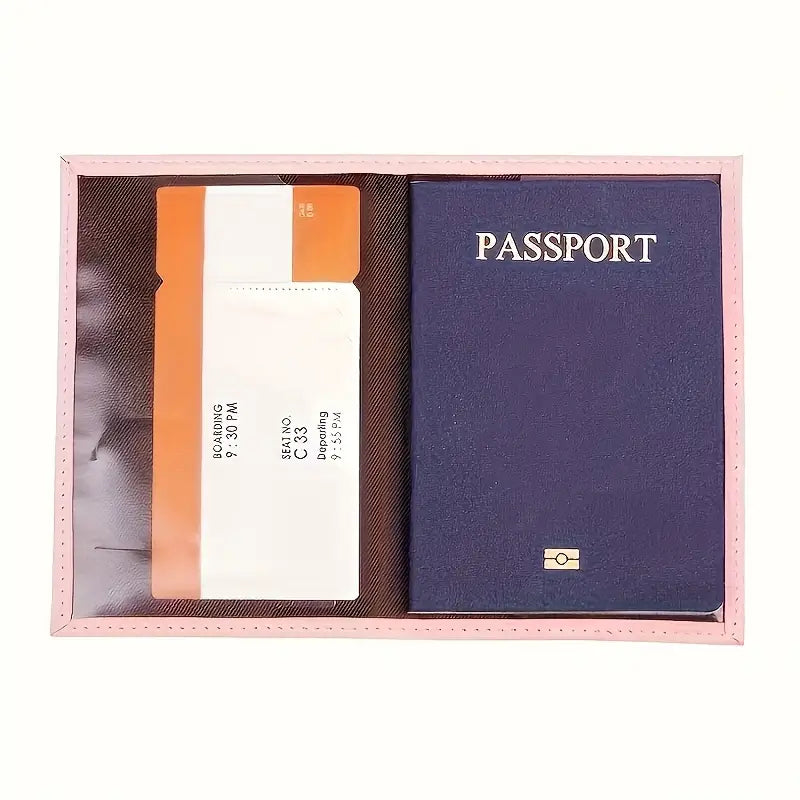 Stylish PU Leather Travel Passport Card Case - Securely Store Passport, Vaccine Card, and Travel Documents - Ideal for Couples and Families - Portable Flight Ticket Holder