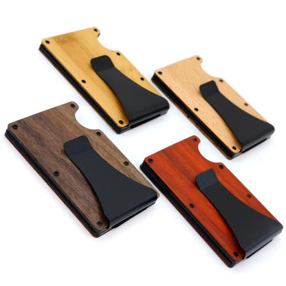 Elegant RFID Blocking Men's Slim Wallet with Bamboo Design