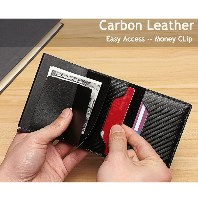 Men's Carbon Fiber Card Holder RFID Trifold Wallet