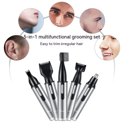 Optimize product title: 5-in-1 USB Charging Portable Mini Nose and Ear Hair Trimmer