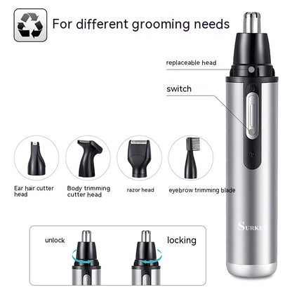 Optimize product title: 5-in-1 USB Charging Portable Mini Nose and Ear Hair Trimmer