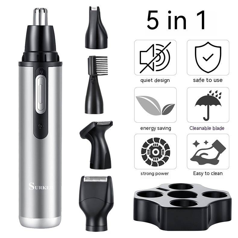 Optimize product title: 5-in-1 USB Charging Portable Mini Nose and Ear Hair Trimmer