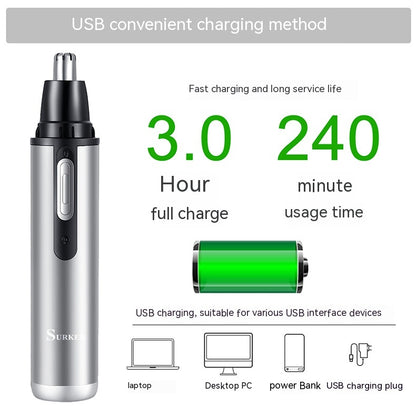 Optimize product title: 5-in-1 USB Charging Portable Mini Nose and Ear Hair Trimmer