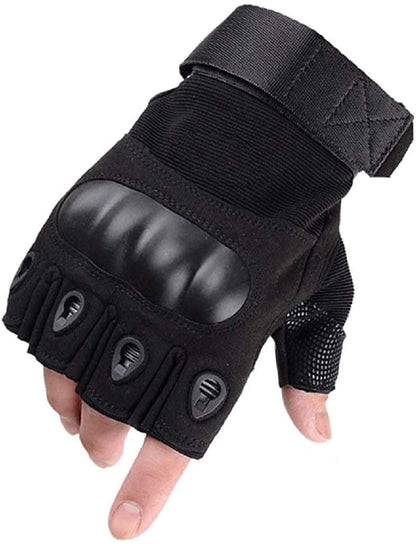 Tactical Fingerless Gloves Hard Knuckle Protection Breathable Comfort