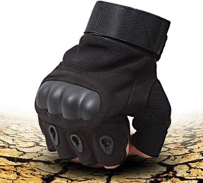 Tactical Fingerless Gloves Hard Knuckle Protection Breathable Comfort