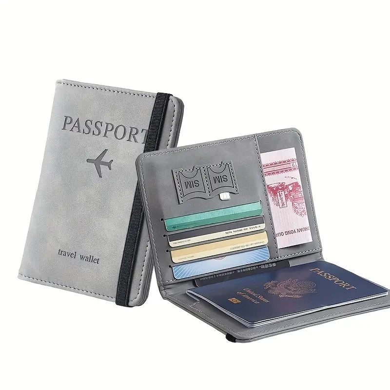 Aventura Depot stylish PU Leather Passport Holder with RFID Blocking Case Cover Card Wallet