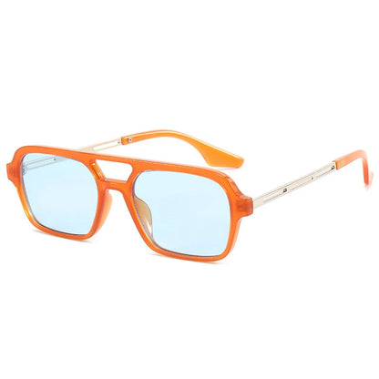 Small Frame Square Sunglasses - Vintage Hollow Leopard Blue