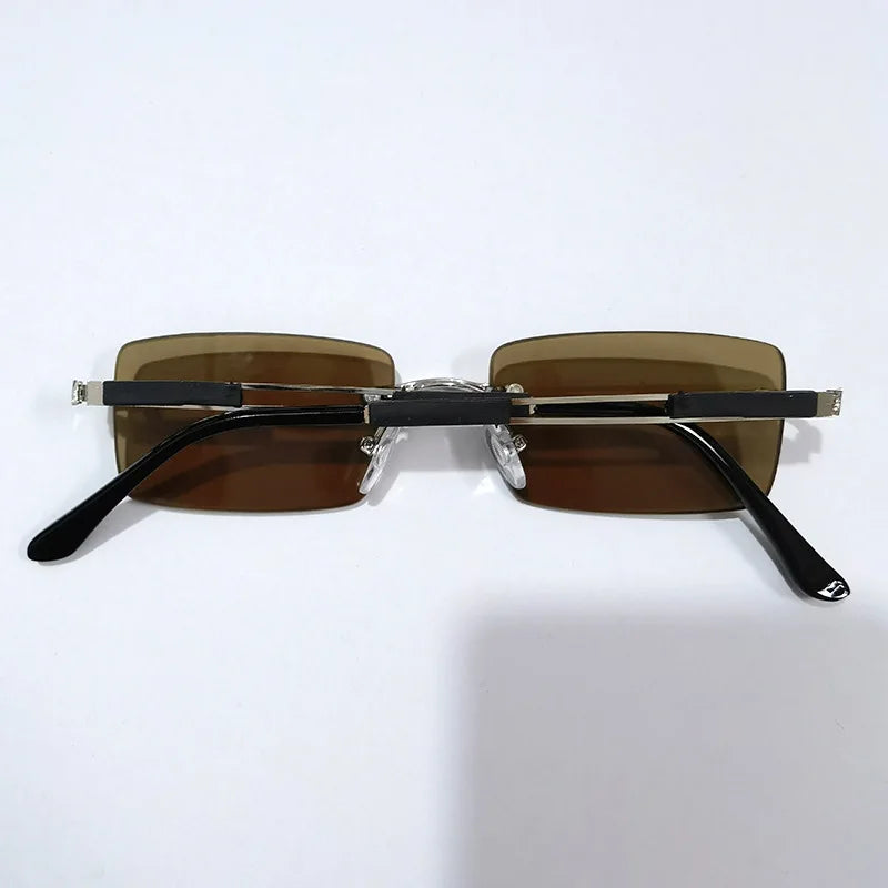 Crystal Stone Rimless Sunglasses - Vintage Business Classics