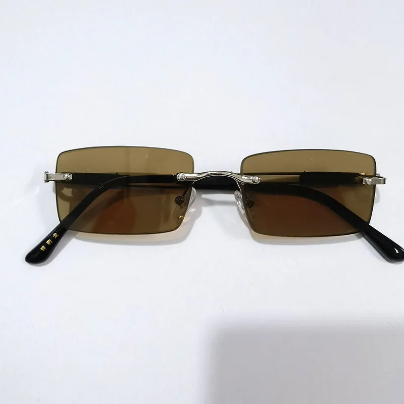 Crystal Stone Rimless Sunglasses - Vintage Business Classics