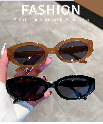 Vintage Oval Sunglasses for Women - Retro Fashion Designer Shades