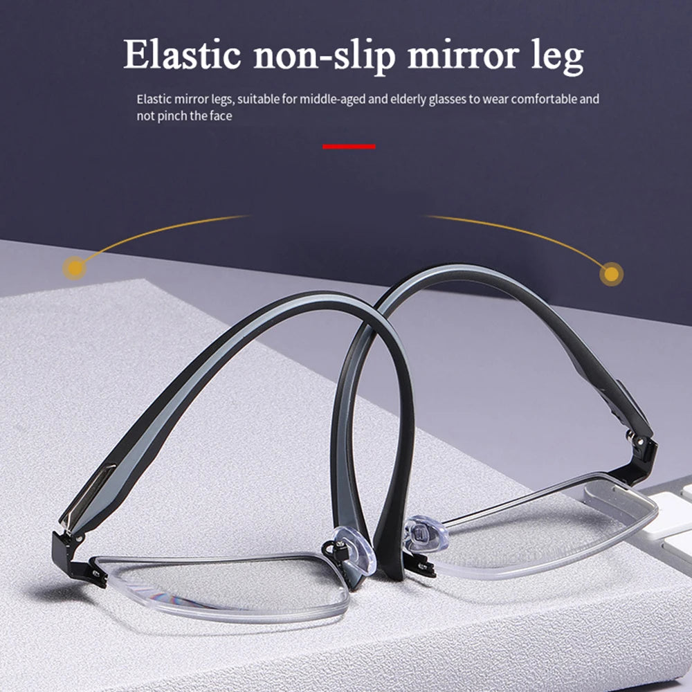 Magnifier Reading Glasses - Multifocal Smart Zoom Photochromic Metal Frame