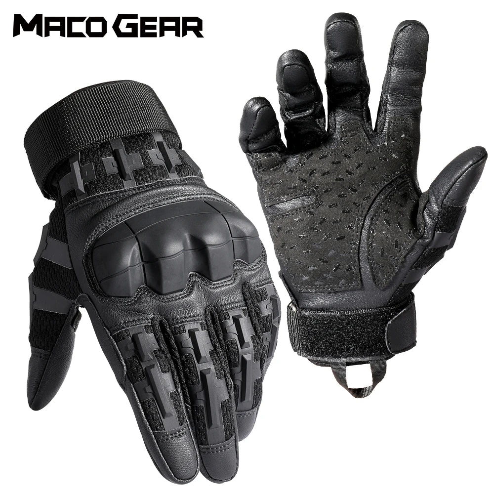 Tactical PU Leather Gloves Full Finger Touch Screen Protective Gear for Hiking Cycling Training Climbing Airsoft Hunting Non-slip