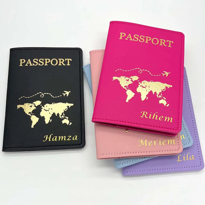 Cute Personalised Passport Cover for Couples with Names Engraved Short Eye Catching Design for Women