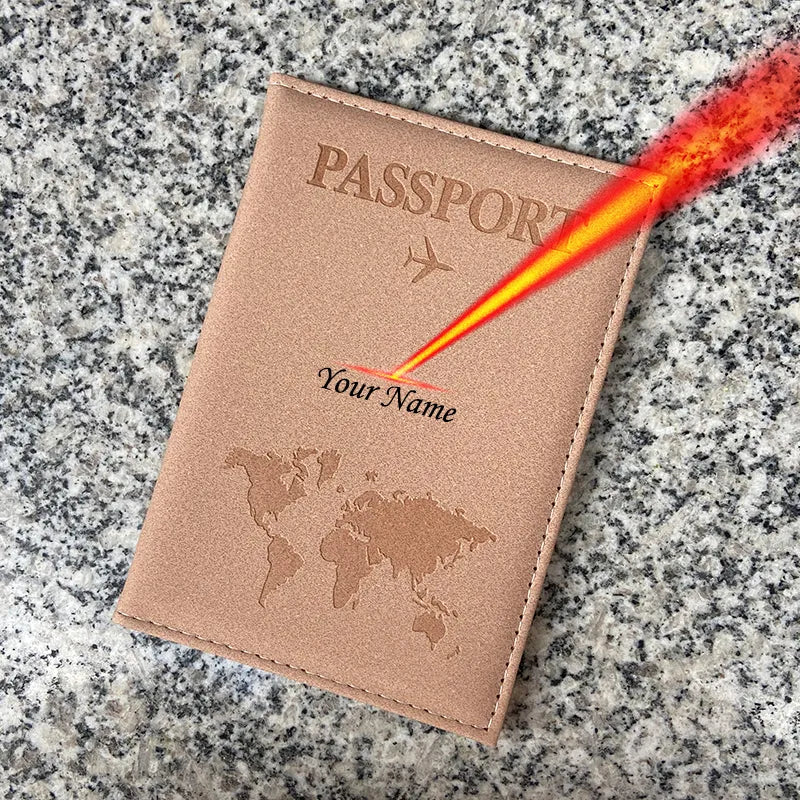 Custom Name Personalized Passport Holder Travel Wallet PU Leather Cover for Passport Protection