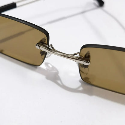 Crystal Stone Rimless Sunglasses - Vintage Business Classics