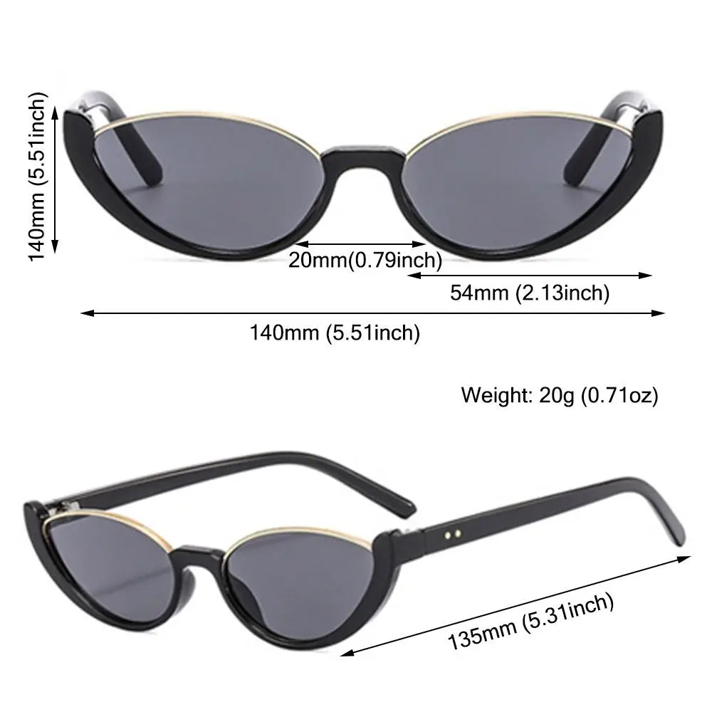 Trendy Vintage Half-frame Small Cat Eye Sunglasses for Women Composite Shades Luxury Brand Designer Sun Glasses with Eye-catching Luxury