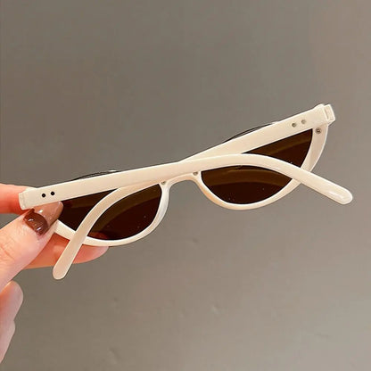 Trendy Vintage Half-frame Small Cat Eye Sunglasses for Women Composite Shades Luxury Brand Designer Sun Glasses with Eye-catching Luxury