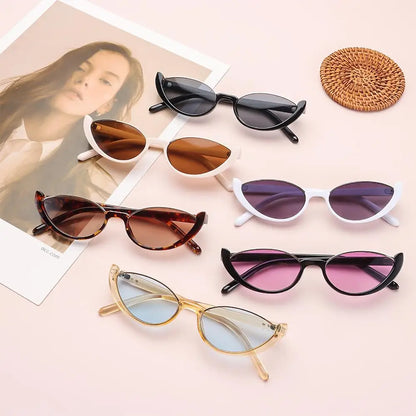 Trendy Vintage Half-frame Small Cat Eye Sunglasses for Women Composite Shades Luxury Brand Designer Sun Glasses with Eye-catching Luxury