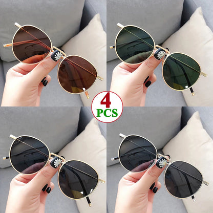 Retro Circle Alloy Frame Sunglasses - Unisex Luxury Design