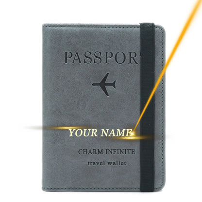 Engraved Name Passport Cover for Women Men Travel Credit Id Card Holder Case Wallet Short Eye Catching Design