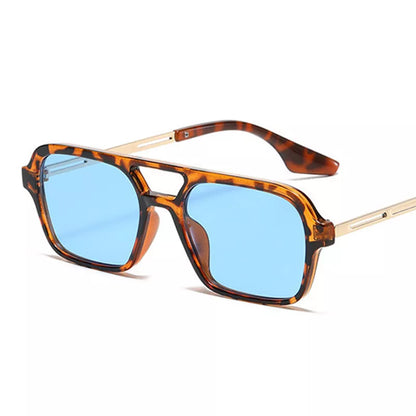 Small Frame Square Sunglasses - Vintage Hollow Leopard Blue