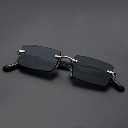 Crystal Stone Rimless Sunglasses - Vintage Business Classics