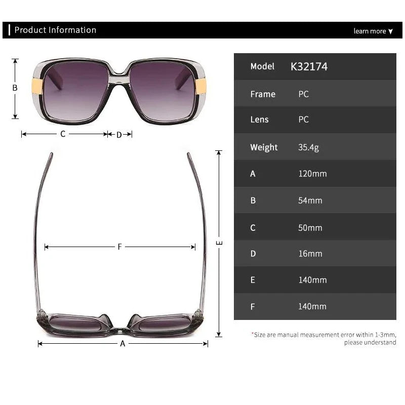 New Cool Oversized Square Acetate Frame Sunglasses - Vintage Fashion for Men and Women