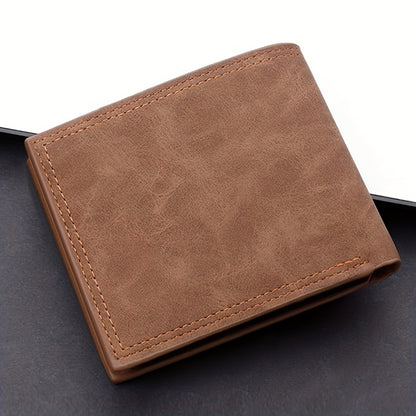 Men's Large Capacity Light Brown PU Leather Wallet with Coin Purse and Multiple Card Slots - Ideal Gift for Men