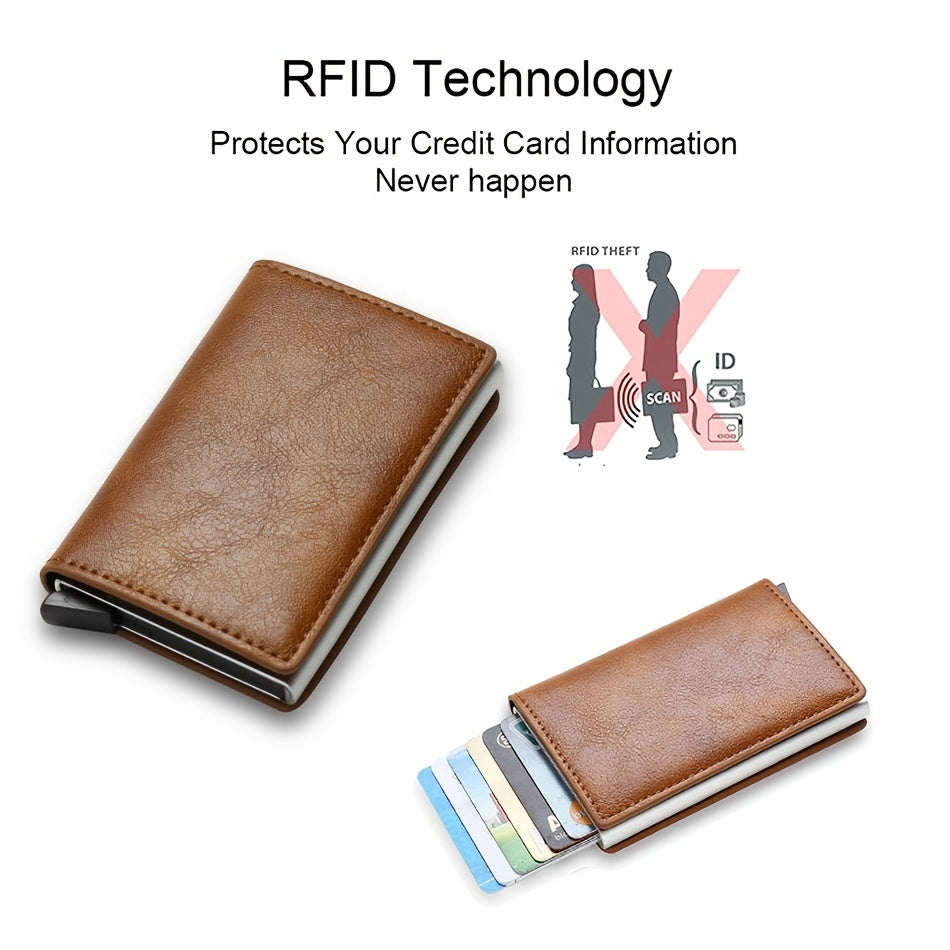 Men's Carbon Fiber Card Holder RFID Trifold Wallet