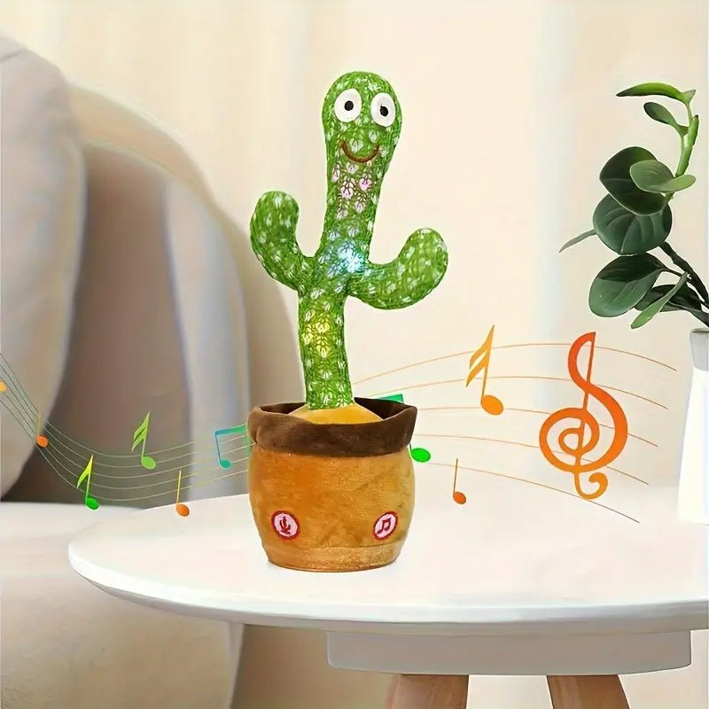 EchoCactus Interactive Plush Toy - Repeats Your Words, Lights Up, Sings, Records, and Educates - Fun Cactus Stuffed Toy for Kids - Merkanny