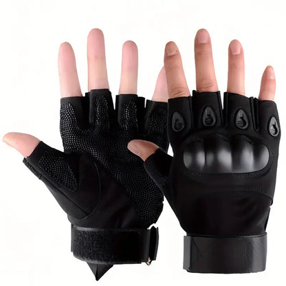 Tactical Fingerless Gloves Hard Knuckle Protection Breathable Comfort