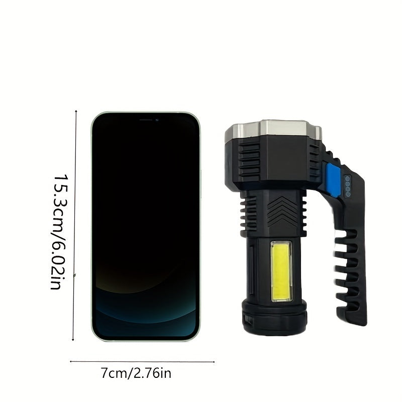 High Power Rechargeable LED Flashlight Durable Portable Outdoor Activity Light with Built-in COB Battery