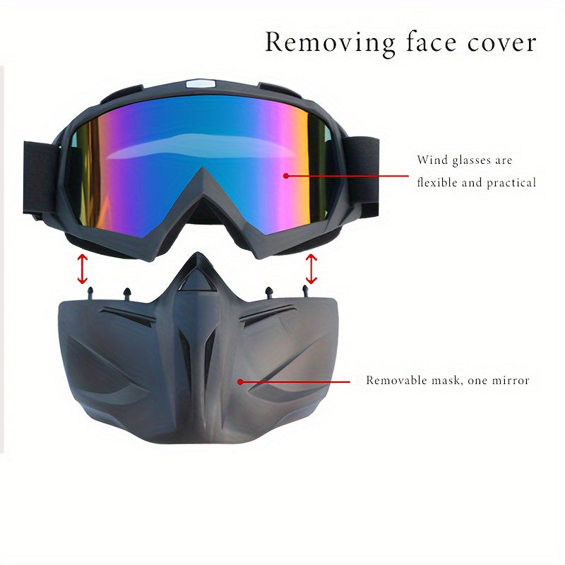 1pc Cool Motorcycle Protective Mask, Outdoor Sports Cycling Protective Glasses, Practicing Protective Mask, Electric Vehicle Glasses, Windproof Sand Dustproof Knight Mask