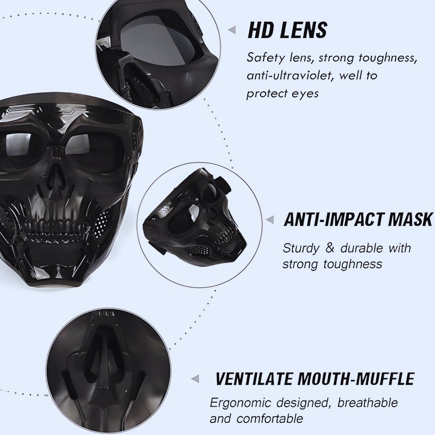 Multi-Purpose Tactical Skull Mask with Goggles - Ideal for Motorcycle, Airsoft, and Outdoor Activities - Merkanny