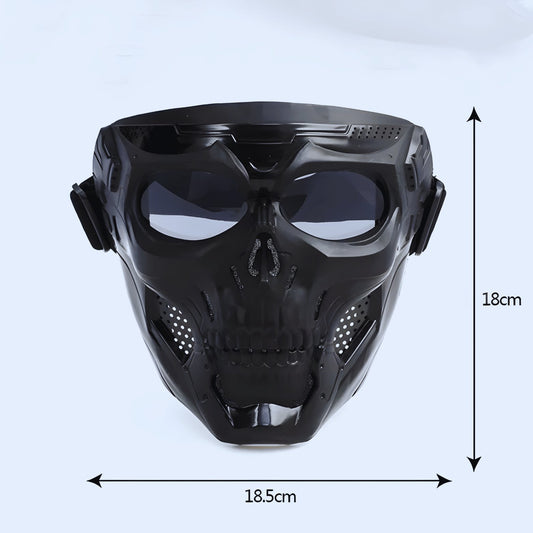 Multi-Purpose Tactical Skull Mask with Goggles - Ideal for Motorcycle, Airsoft, and Outdoor Activities - Merkanny