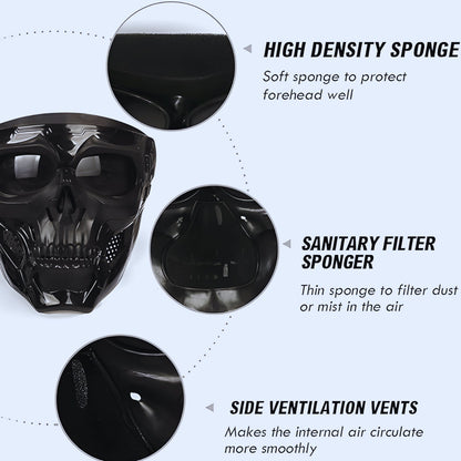 Multi-Purpose Tactical Skull Mask with Goggles - Ideal for Motorcycle, Airsoft, and Outdoor Activities - Merkanny